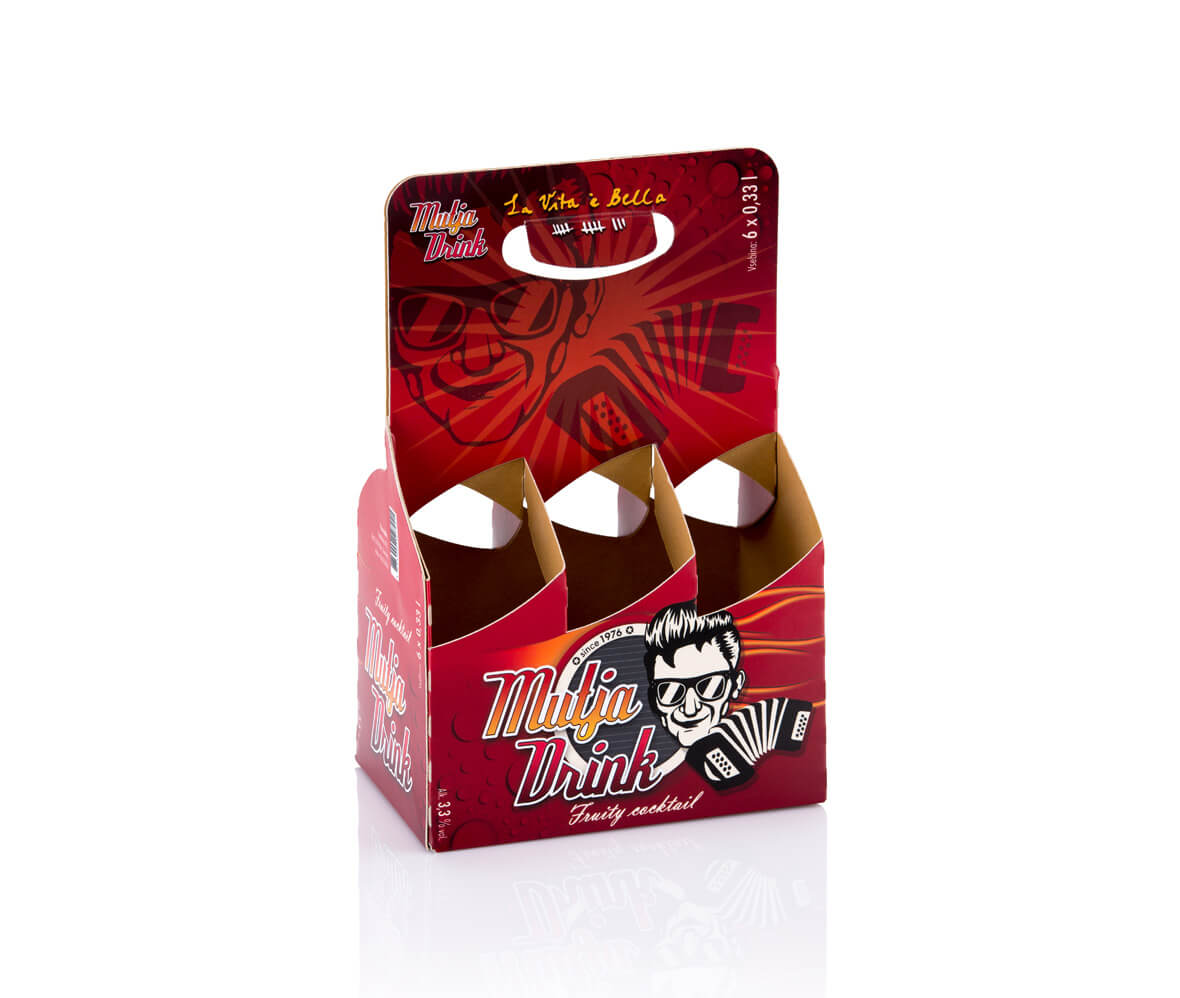 Zloženka iz polnega kartona. Nosilka za steklenice. Zloženka za pivo.